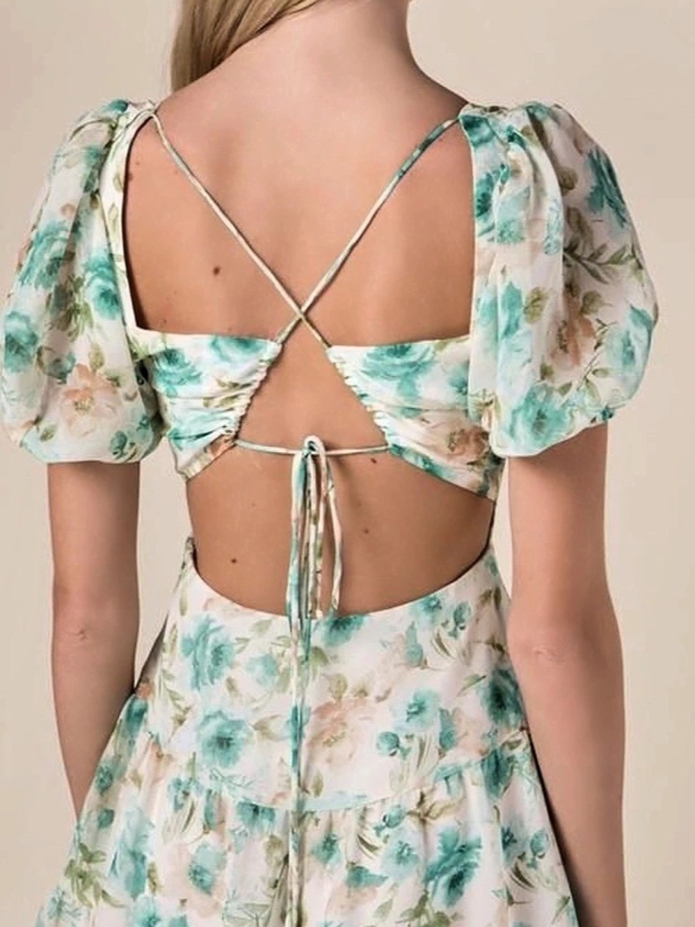 Sky to Moon green and blue floral mini dress